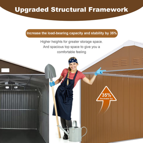 12x10 FT Heavy-Duty Metal Storage Shed with Lockable Door & Ventilation HouseOfZazla