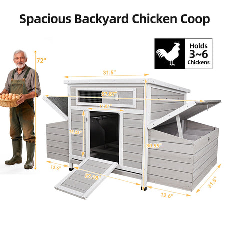 Large Wooden Chicken Coop Outdoor Hen House with Nesting Boxes HouseOfZazla