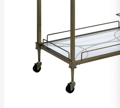 Aditya Mirrored & Antique Brass Finish Serving Cart HouseOfZazla