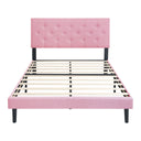 Modern Upholstered Platform Bed Frame With Button Tufted Fabric Headboard HouseOfZazla