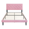 Modern Upholstered Platform Bed Frame With Button Tufted Fabric Headboard HouseOfZazla
