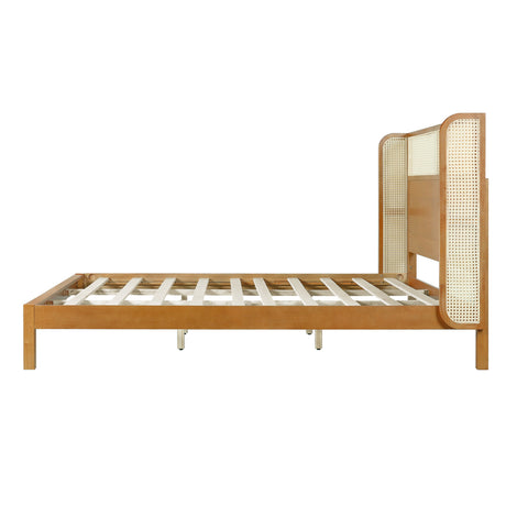 Premium Rubber Wood Platform Bed Frame with Headboard HouseOfZazla