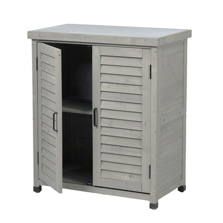 Potting Bench With Storage Cabinet And Metal Table Top For Outdoor HouseOfZazla