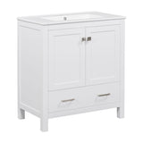 Bathroom Vanity With Single Sink, Combo Cabinet Undermount Sink, Bathroom Storage Cabinet With Two Doors And A Drawer, Soft Closing, Multifunctional Storage, Solid Wood Frame