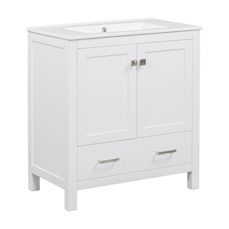 Bathroom Vanity With Single Sink, Combo Cabinet Undermount Sink, Bathroom Storage Cabinet With Two Doors And A Drawer, Soft Closing, Multifunctional Storage, Solid Wood Frame HouseOfZazla