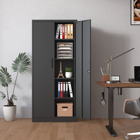 Heavy Metal Garage Storage Cabinet With Locking Doors, Steel, Adjustable Shelves HouseOfZazla