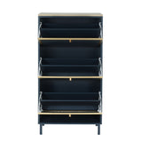 Modern Rattan 3 Door Shoe Rack Cabinet for Entryway