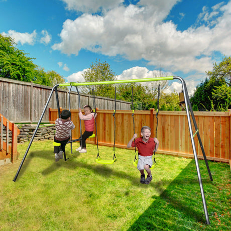 Xns081 Interesting Swingset With Plastic Safe Swing Set 440Lbs For Outdoor Playground For Age 3+ With Face To Face Without Tee - Lime Green HouseOfZazla