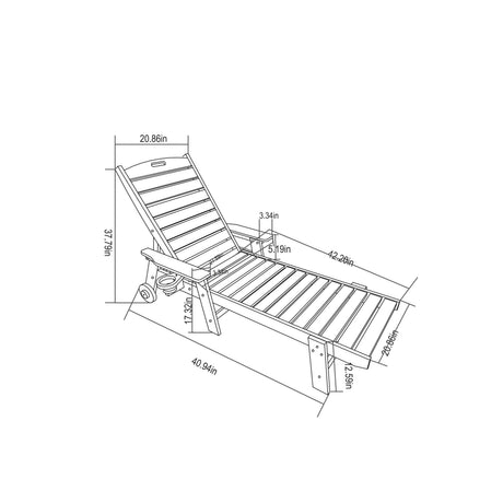 Lounge Chair Outdoor with Wood Texture, HDPE, Adjustable Backrest HouseOfZazla