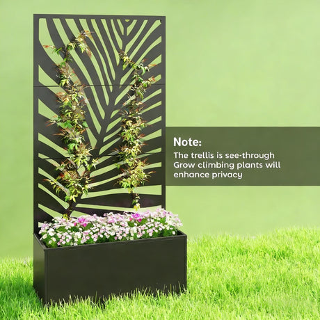 Outdoor Raised Garden Bed with Privacy Screen and Metal Planter Box HouseOfZazla