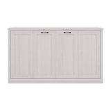 Twin Size Horizontal Murphy Bed With Dual Piston System, Space Saving Wall Bed Folds Into Cabinet - Rustic White
