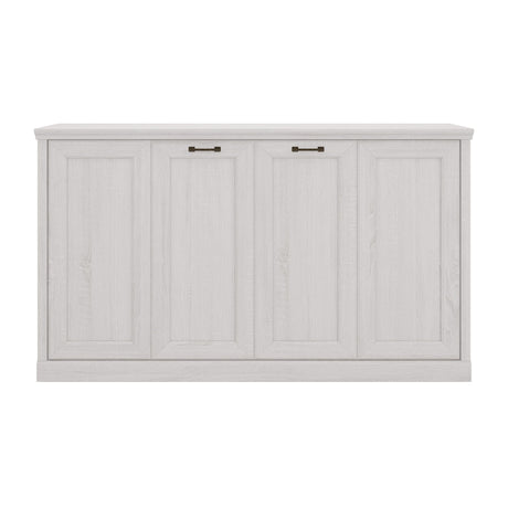 Twin Size Horizontal Murphy Bed With Dual Piston System, Space Saving Wall Bed Folds Into Cabinet - Rustic White HouseOfZazla