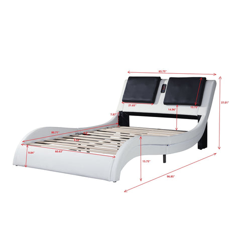 Platform Bed Frame With LED Lighting, Bluetooth Music, Vibration Massage HouseOfZazla