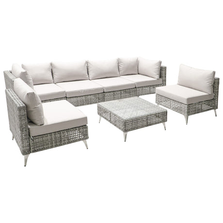 K&K 7-Piece Wicker Patio Furniture Set HouseOfZazla