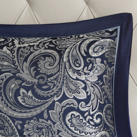 12 Piece Comforter Set with Cotton Bed Sheets Navy Queen HouseOfZazla