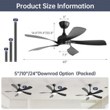 Ceiling Fan with DC Motor and Integrated Light