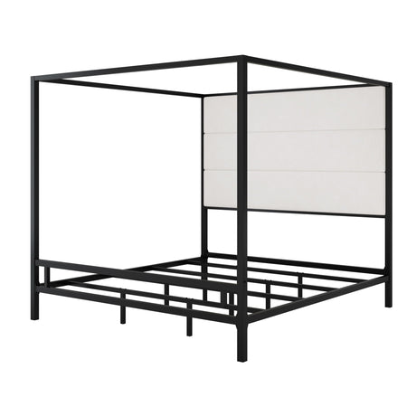 Canopy Bed With Tall Upholstered Headboard, 4 Poster Frame HouseOfZazla