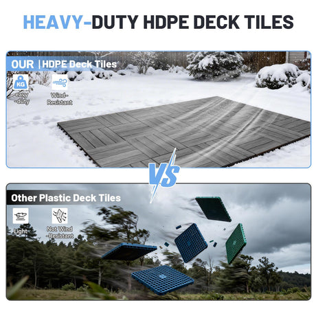 9 Pcs Interlocking Deck Tiles, 12" x 12" HDPE Outdoor Flooring HouseOfZazla