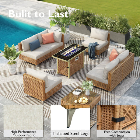 K&K 7-Piece Wicker Patio Furniture Set HouseOfZazla