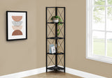 4-Tier Corner Bookshelf with Marble Look and Metal Frame