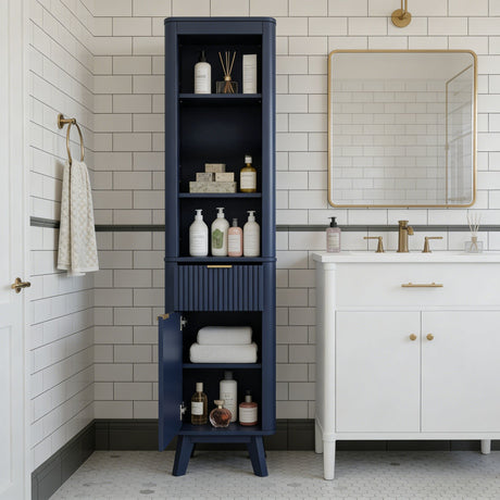 Tall Bathroom Storage Cabinet With Adjustable Shelves And 1 Drawer & Door HouseOfZazla