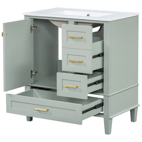 Bathroom Vanity, Modern Bathroom Cabinet With Sink Combo Set, Bathroom Storage Cabinet With A Soft Closing Door And 3 Drawers, Solid Wood Frame HouseOfZazla