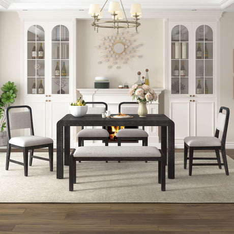 Extendable Dining Table Set With 4 Upholstered Chairs And 1 Bench HouseOfZazla