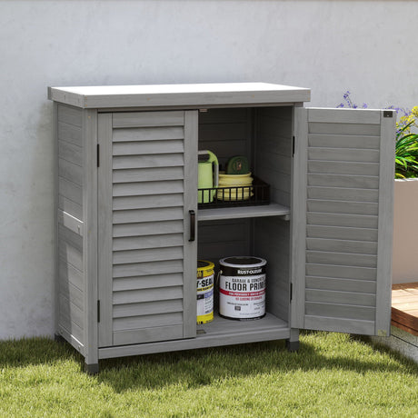 Potting Bench With Storage Cabinet And Metal Table Top For Outdoor HouseOfZazla