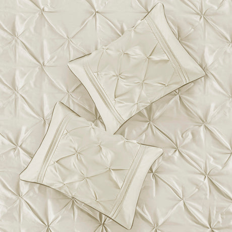 7 Piece Tufted Comforter Set Ivory Queen HouseOfZazla
