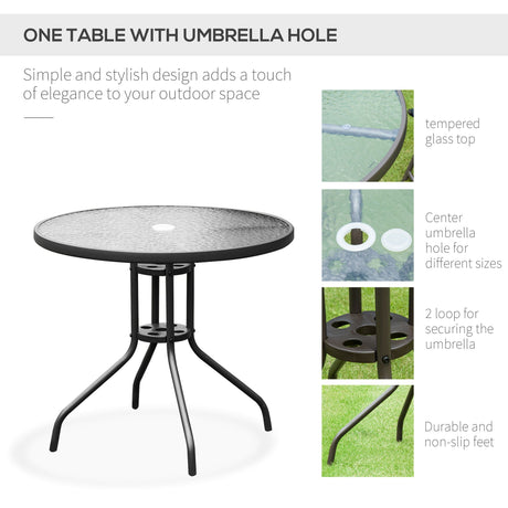 Outsunny - Patio Dining Set With Table Umbrella, Folding Chairs And Dining Table, Outdoor Patio Furniture Set HouseOfZazla