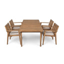 5 Piece Patio Furniture Set Acacia Wood Table And 4 Heavy Duty Cushioned Chairs HouseOfZazla