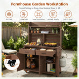 TOPMAX 65"H Large Garden Potting Bench with Storage and Lockable Wheels