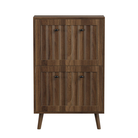 Shoe Cabinet, Upright Storage Unit - Walnut HouseOfZazla