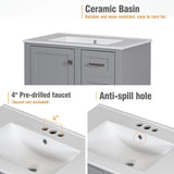 Bathroom Vanity, Modern Bathroom Cabinet With Sink Combo Set, Bathroom Storage Cabinet With A Soft Closing Door And 3 Drawers, Solid Wood Frame