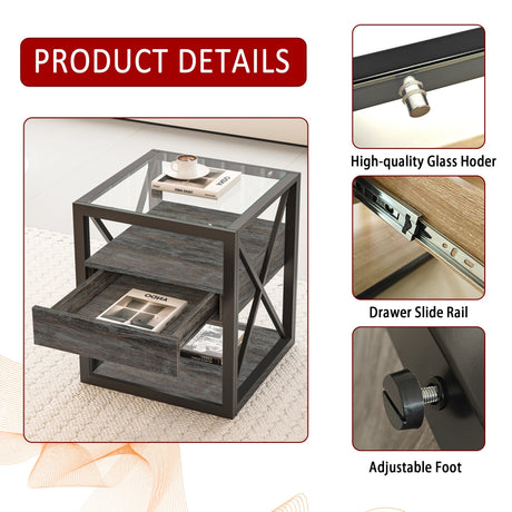 Set of 2 Modern End Tables with Drawer - Nightstands HouseOfZazla
