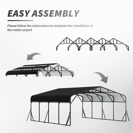 Heavy Duty Carport, All Weather Shelter - Black HouseOfZazla
