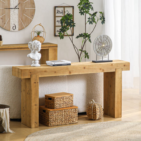 63" Solid Wood Console Table – Rustic Farmhouse Sofa Table HouseOfZazla