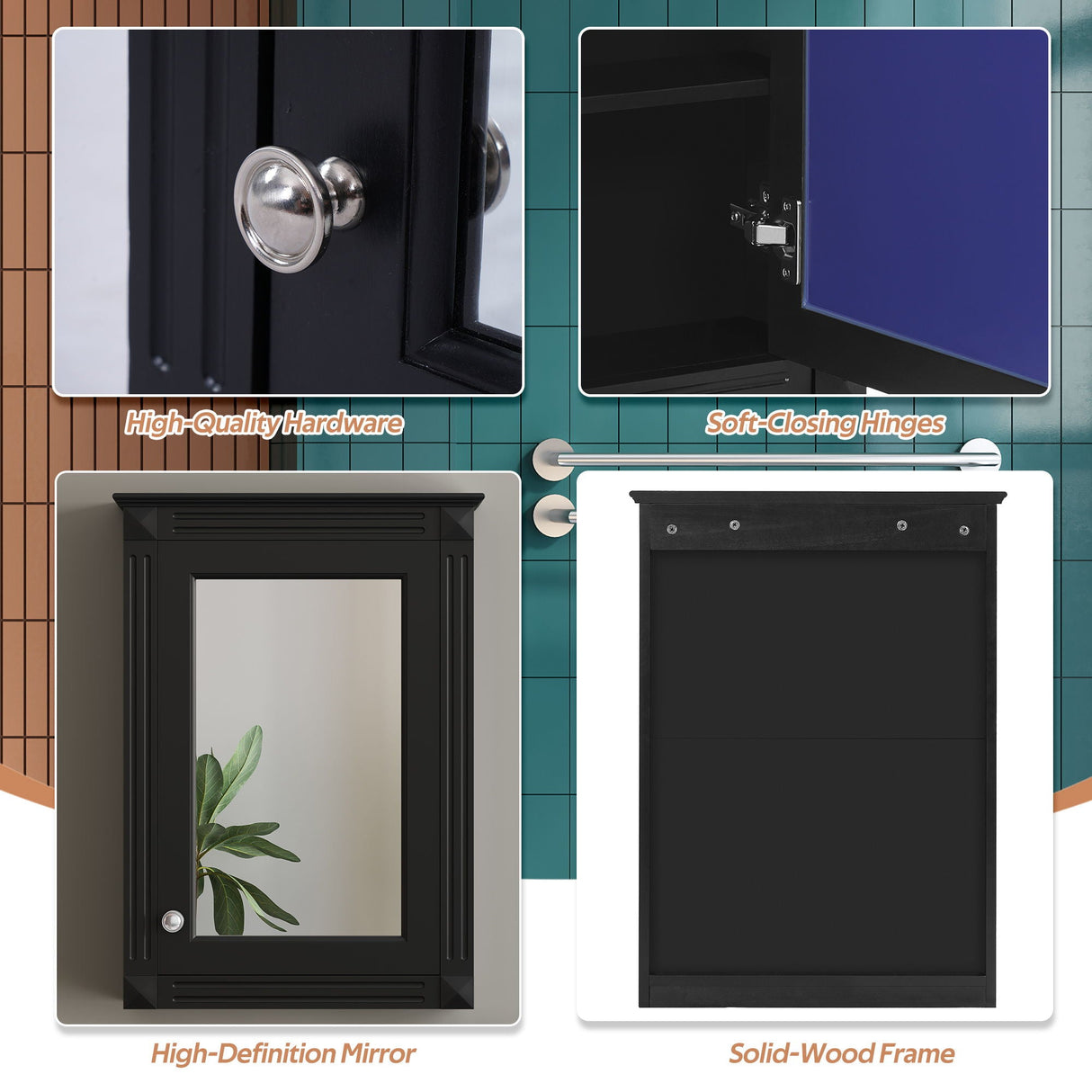 Wall Mounted Bathroom Storage Medicine Cabinet For Over Toilet With Mirror