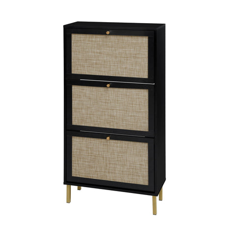 Modern Rattan 3 Door Shoe Rack Cabinet for Entryway HouseOfZazla