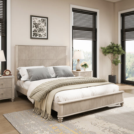 Solid Wood Queen Platform Bed Frame with Tall Headboard HouseOfZazla
