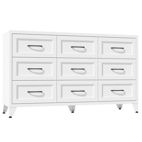 9 Drawer White Metal Dresser with Quiet-Glide Rails HouseOfZazla