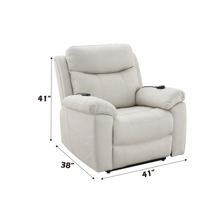 Chriki Beige Fabric Power Recliner with Lift, Heating, and Massage HouseOfZazla