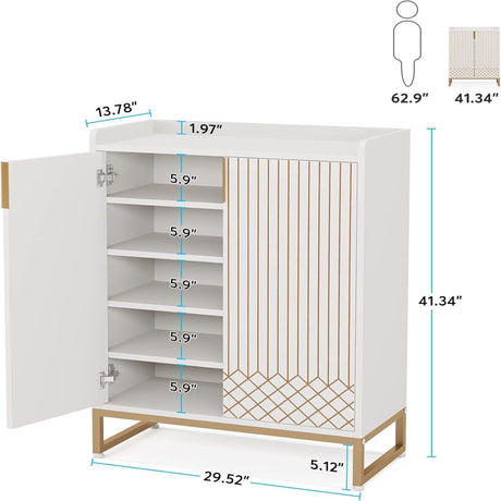 5 Tiers Shoe Storage Organizer With Doors HouseOfZazla