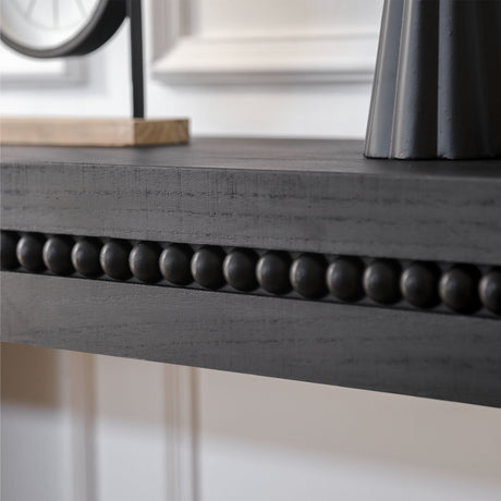 64in Modern Black Wood Console Table – Elegant Entryway Table with Decorative Beaded Trim HouseOfZazla