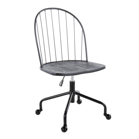 Riley - Farmhouse Adjustable High Back Office Chair - Black HouseOfZazla