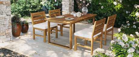 U_STYLE Farmhouse 5-Piece Outdoor Patio Dining Set with Adjustable Legs HouseOfZazla