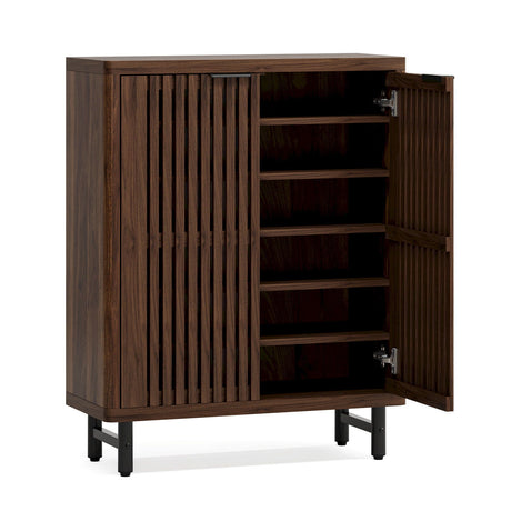 6 Tier Shoe Cabinet With Louvered Doors HouseOfZazla