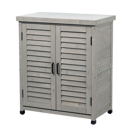 Potting Bench With Storage Cabinet And Metal Table Top For Outdoor HouseOfZazla