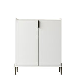 2 Door Wine Bar Cabinet With Adjustable Shelf, Soft-Closing Hinges, And High Feet - White