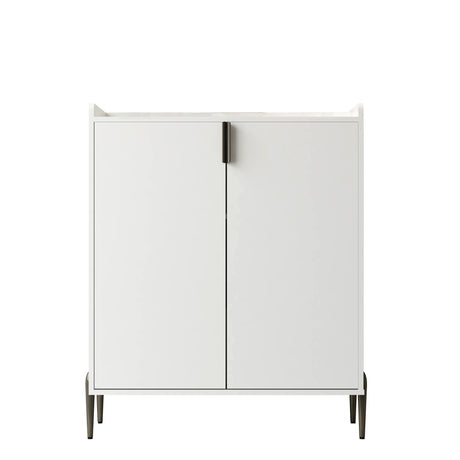 2 Door Wine Bar Cabinet With Adjustable Shelf, Soft-Closing Hinges, And High Feet - White HouseOfZazla